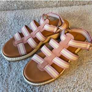 Lucky Brand Emiley Pink Strappy Platform Espadrille Sandals Size‎ 11M Gladiator